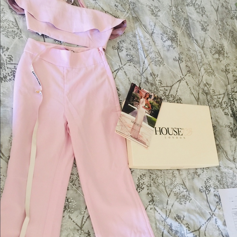 light pink stretch crepe two pieces xs